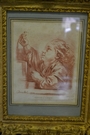 18th century L'enfant à l'oiseau - engraving by Boucher in paper, french 19th century