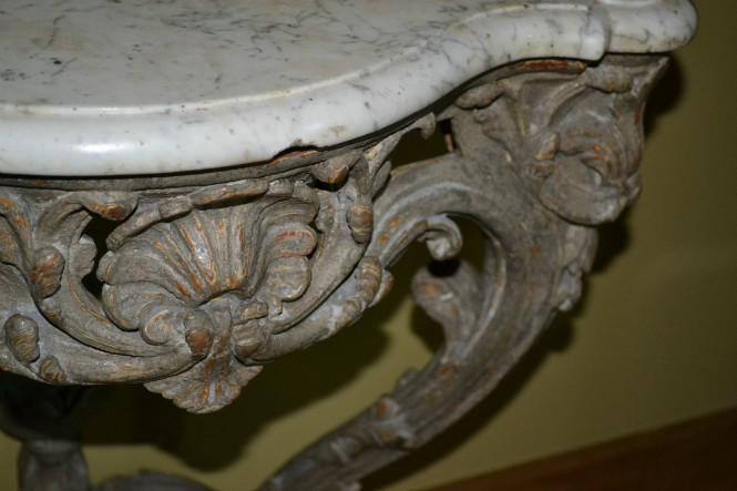 Louis XV console with white marble