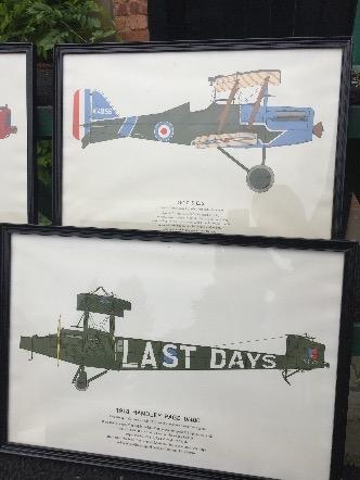 a lot of 9 WW1 fighter planes engravings - mid 1970's