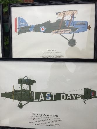 a lot of 9 WW1 fighter planes engravings - mid 1970's