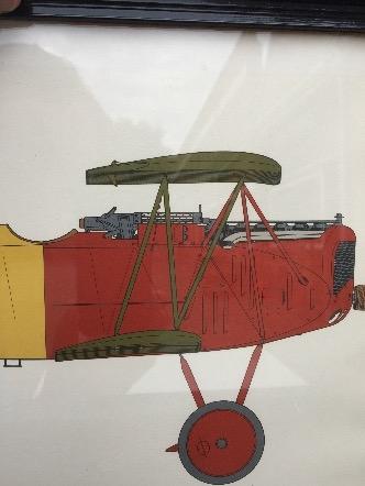 a lot of 9 WW1 fighter planes engravings - mid 1970's