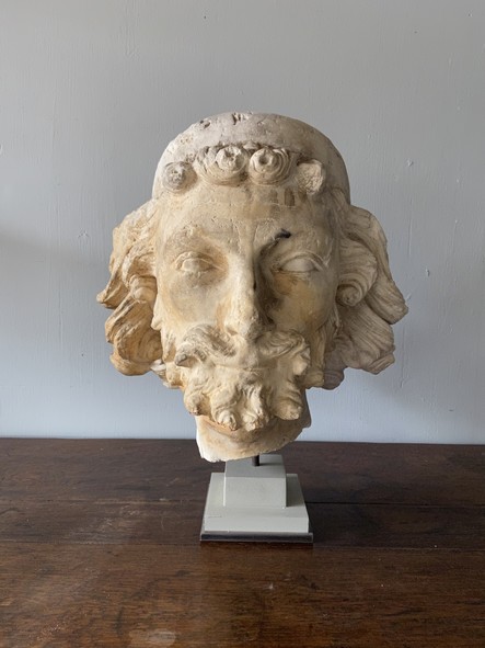 Haute Epoque - 13t C Plaster head of St Joseph - 13th C style