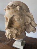 Haute Epoque - 13t C Plaster head of St Joseph - 13th C style in plaster, Reims 19th C