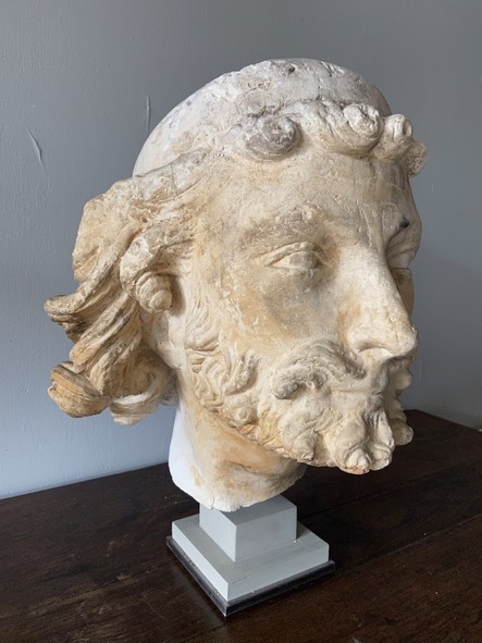 Haute Epoque - 13t C Plaster head of St Joseph - 13th C style