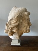 Haute Epoque - 13t C Plaster head of St Joseph - 13th C style in plaster, Reims 19th C