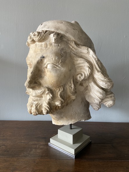 Haute Epoque - 13t C Plaster head of St Joseph - 13th C style