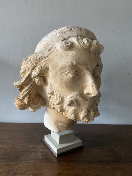 Haute Epoque - 13t C Plaster head of St Joseph - 13th C style