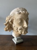 Haute Epoque - 13t C Plaster head of St Joseph - 13th C style in plaster, Reims 19th C