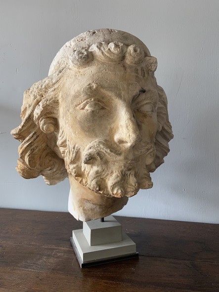 Haute Epoque - 13t C Plaster head of St Joseph - 13th C style