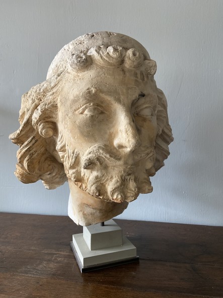 Haute Epoque - 13t C Plaster head of St Joseph - 13th C style