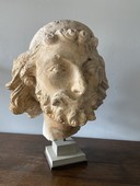 Haute Epoque - 13t C Plaster head of St Joseph - 13th C style in plaster, Reims 19th C