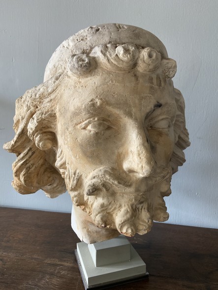 Haute Epoque - 13t C Plaster head of St Joseph - 13th C style