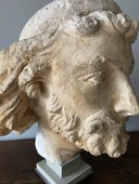 Haute Epoque - 13t C Plaster head of St Joseph - 13th C style in plaster, Reims 19th C