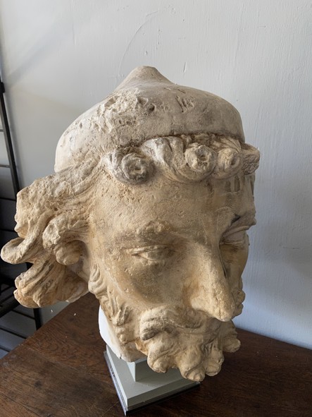 Haute Epoque - 13t C Plaster head of St Joseph - 13th C style