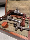 Pair of percussion pocket pistols, belgian mid 19th century