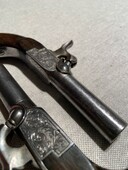 Pair of percussion pocket pistols, belgian mid 19th century